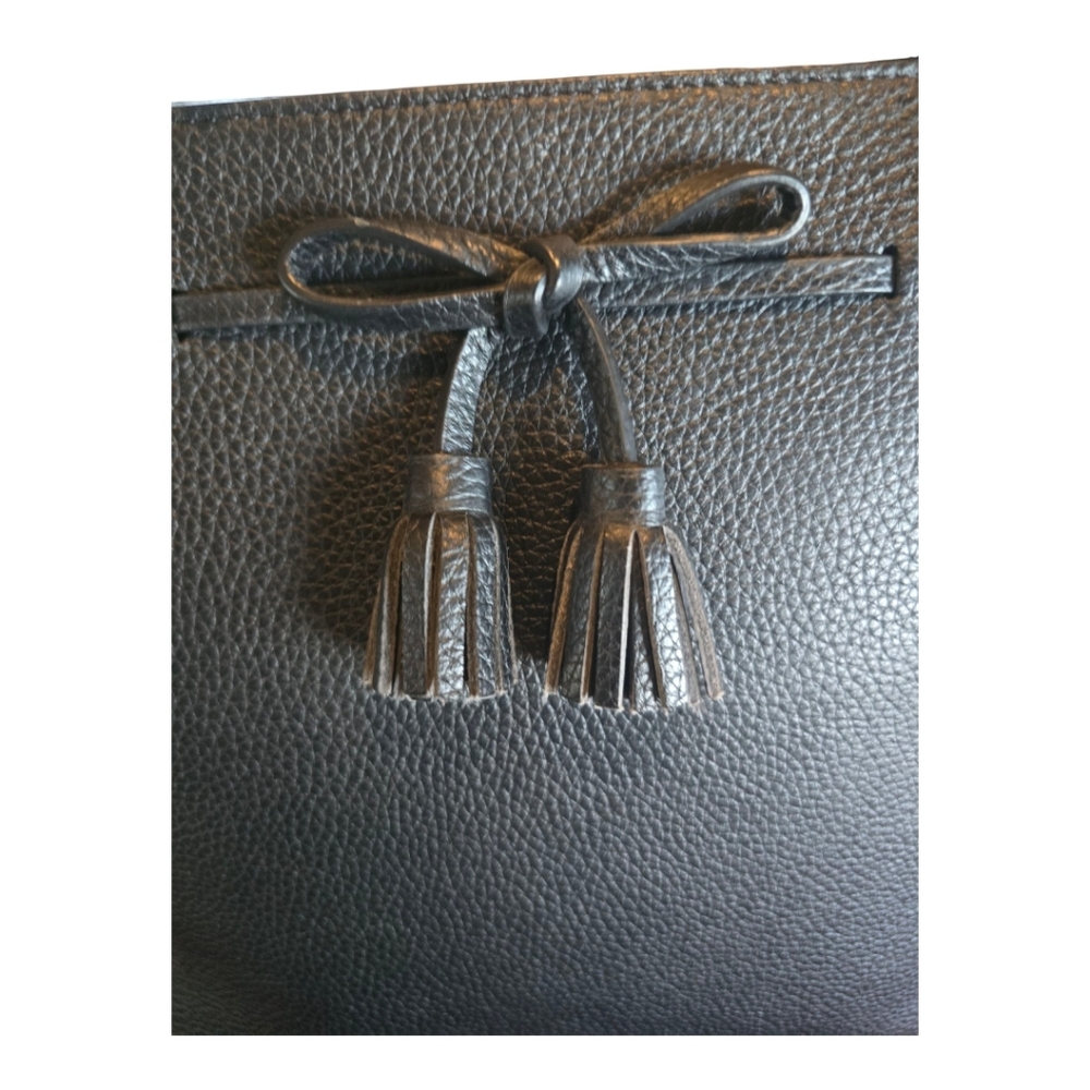 Kate Spade WKRU6244 Hayes Street Black Pebbled Leather with Bow Tassel Bag Purse - Picture 9 of 12